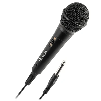 Image de NGS SINGER FIRE Microphone Dynamique, avec Câble de 3 Mètres, Connexión Jack 6,3mm et Bouton On/Off