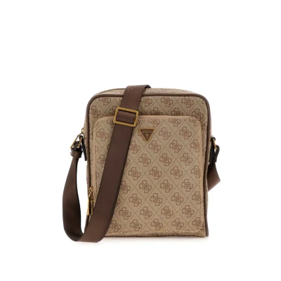 Afbeelding van Guess Minimilano Mitlogo Schoudertas, Heren, Maat: One Size, Beige