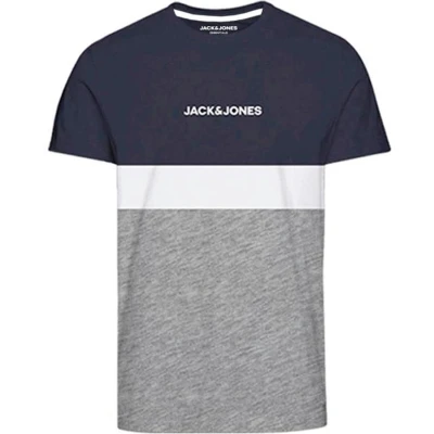 Afbeelding van Jack &amp; Jones Jjereid Blocking NOOS Tshirt print, Heren, Maat: Medium, Navy blazer