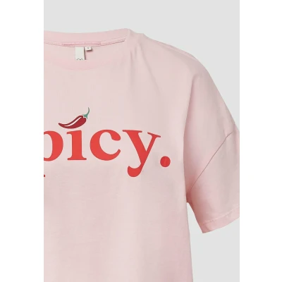 Afbeelding van Q/S designed by T shirt Maat M Vrouwen 41D0 LILAC/PINK katoen