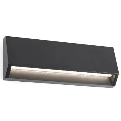Afbeelding van Hoekige LED buitenwandlamp Must, breedte 21,7 cm