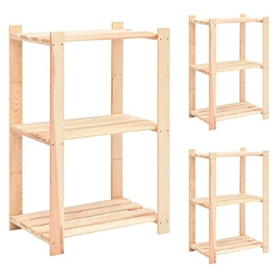 Afbeelding van Opbergrekken 3 laags st 60x38x90 cm massief grenenhout 150 kg