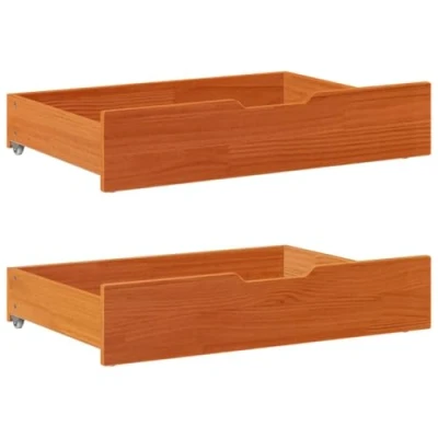 Afbeelding van vidaXL Bedlades 2 st 80x55x16 massief grenenhout wasbruin