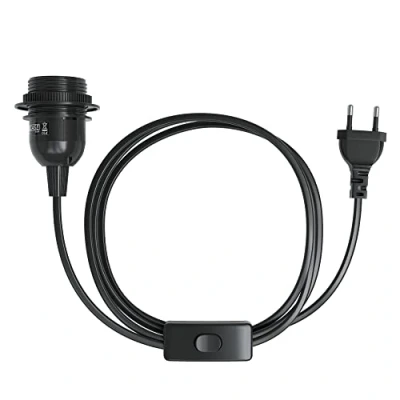 Afbeelding van EAZY CASE E27 lamphouder met 5 m kabel, schakelaar, schroefring voor lampenkap en netstekker, hanglamp ideaal hanglampen, doe het zelf lampen (zwart)