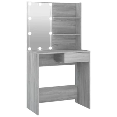 Image de vidaXL Coiffeuse avec LED Sonoma gris 74,5x40x141 cm820482
