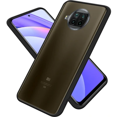Afbeelding van Cadorabo Hoesje geschikt voor Xiaomi Mi 10T LITE in Mat Zwart Rode Knopen Hybride beschermhoes met TPU siliconen Case Cover binnenkant en matte plastic achterkant