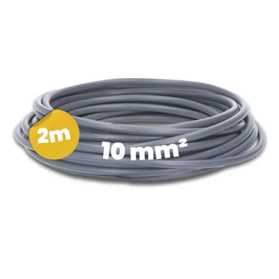 Afbeelding van Kalitec 2 meter H07V K 10 mm² grijze kabelkabel, flexibele geleider, mm², dunne bekabelde bedrading, afzonderlijke kabel, eenaderige kabel voor schakelkast