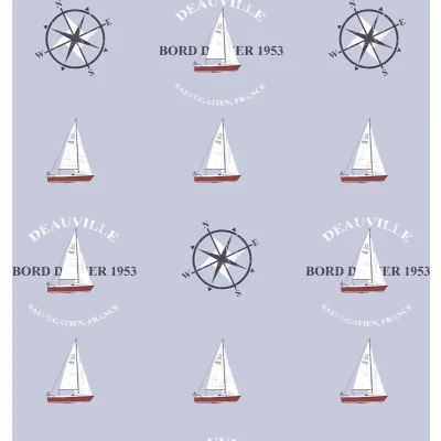 Afbeelding van Deauville Behang Schepen Vliesbehang Wandbekleding Blauw 0,53 x 10,05 M.