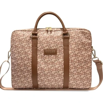 Afbeelding van Guess G Cube Stripes Laptoptas voor o.a. Notebooks (16 Inch) Bruin