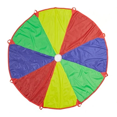 Afbeelding van Relaxdays Kinderschommel Ø 2 m 8 handgrepen regenboog outdoor tuin parachute spel meerkleurig