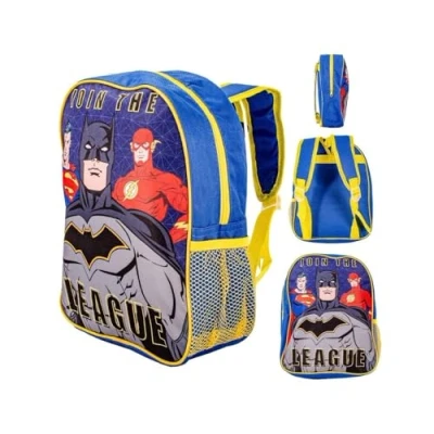 Afbeelding van Kinderrugzak Superman Flash Batman Justice League 30 cm, meerkleurig, één maat, Meerkleurig