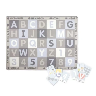 Afbeelding van Melissa &amp; Doug Extra groot ABC/123 speelkleed met grijze en blauwe kleuren (147 cm x 200 cm, 36 speelkaarten)