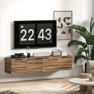 Afbeelding van HOMCOM TV meubel 150x35x32cm spaanplaat bruin