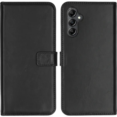 Afbeelding van Selencia Hoesje Geschikt voor Samsung Galaxy A14 (5G) / (4G) Met Pasjeshouder Echt Lederen Bookcase Zwart