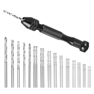 Afbeelding van 31 stuks mini handboormachine, precisie pinschroef + 30 micro spiraalboren voor het maken van modellen, handwerk, sculptuur, knutselen, hout, hars, sieraden moer (0,5 3,0 mm)