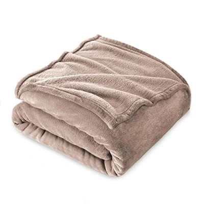 Afbeelding van Flanel fleecedeken, 130 x 160 cm, bankovertrek, fleece, deken voor eenpersoonsbed, dik, zacht en warm, hoogwaardige deken, beige