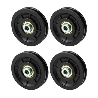 Afbeelding van QWORK® 4pcs 90mm nylon katrol universele met lager staal touw voor kabel machine garage deur