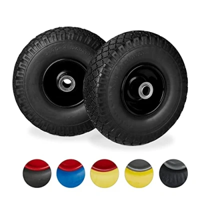Image de Relaxdays roue de diable, 2x brouette caoutchouc, pour axe 20 mm, 3.00 4&quot;, 260 x 85 noir