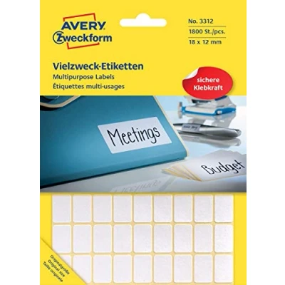 Afbeelding van Etiket Avery Zweckform 3312 18x12mm wit 1800stuks