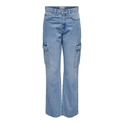 Afbeelding van Only Jeans Onlriley Hw Str Cargo Dnm Pim875 No 15317190 Light Blue Denim Dames Maat W27 X L30