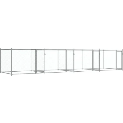 Afbeelding van vidaXL Hondenhok met deuren 8x2x1,5 m gegalvaniseerd staal grijs