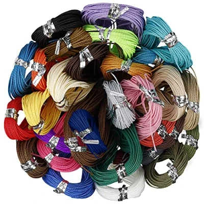 Afbeelding van Handi Stitch 30 stuks gewaxt macramégaren van polyester, 10 m en 1 mm dik in verschillende kleuren, Braziliaans armbandgaren, sieraden maken, plantenhaken, vlechten