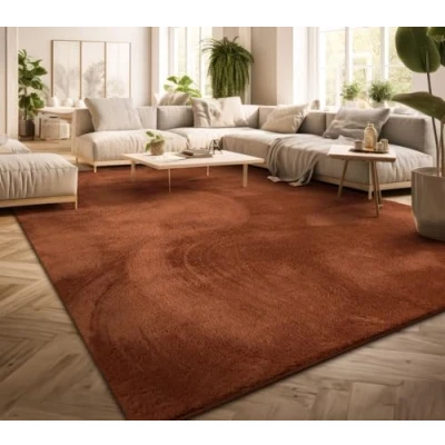 Afbeelding van TT Home Laagpolig woonkamertapijt, effen, modern design, wasbaar Donkerbeige, 80 cm, rond