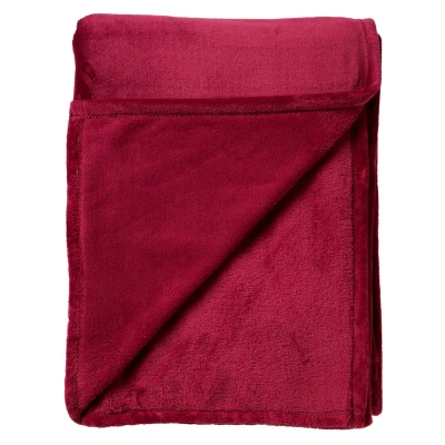 Afbeelding van Dutch Decor CHARLIE Plaid 200x220 cm extra grote fleece deken effen kleur Red Plum donkerroze