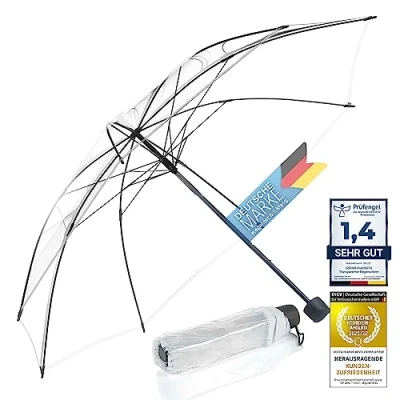 Afbeelding van transparante paraplu, witte paraplu Ø 100 130 cm; elegante de must have in mode., 1 x zakparaplu