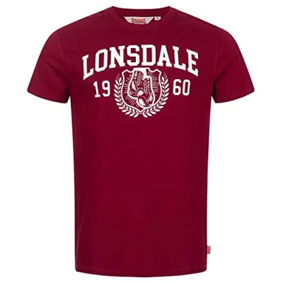 Afbeelding van Lonsdale Normale Passform Staxigoe Tshirt print, Heren, Maat: Large, Oxblood white