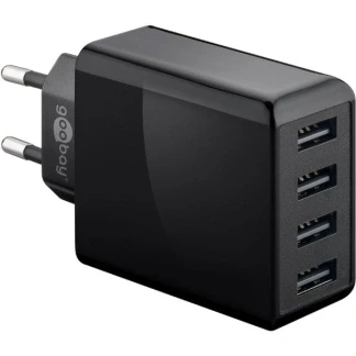 Afbeelding van USB A oplader Goobay 4 poorten (USB A, 30W, Zwart)