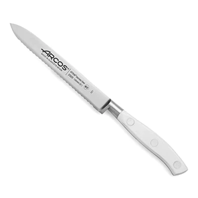 Afbeelding van Arcos Gesmeed tomatenmes van nitrum roestvrij staal, lemmet 130 mm, ergonomische handgreep POM. Riviera serie, wit.