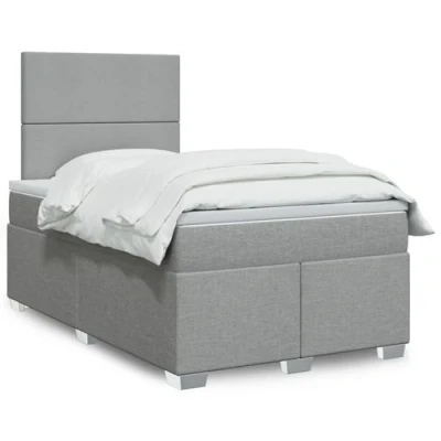 Image de vidaXL Sommier à lattes de lit avec matelas Gris clair 120x200cm Tissu