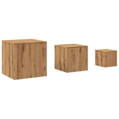 Afbeelding van vidaXL Bijzettafels 3 st bewerkt hout artisanaal eikenkleur