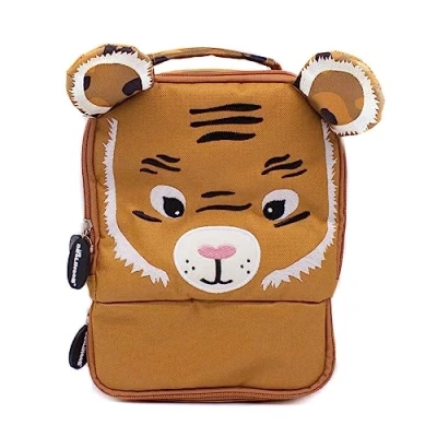 Image de LES DEGLINGOS SAC A DOS REPAS ISOTHERME 2 COMPARTIMENTS POUR ENFANT SPECULOS LE TIGRE Lunch bag Pique nique et goûter Voyage Isolant PEVA 26cm Ocre