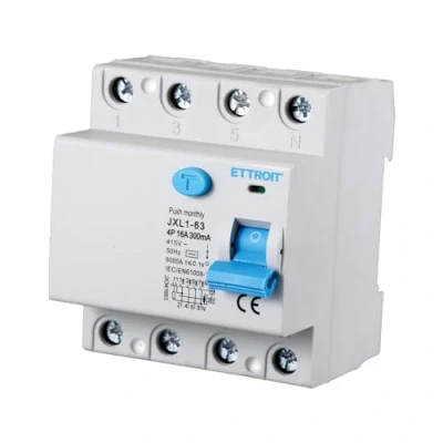 Afbeelding van Zuivere differentiaalschakelaar, 4P 300mA 6KA 415VAC, differentiële redding, neemt 4 DIN modules in beslag (4P 16A 300mA)