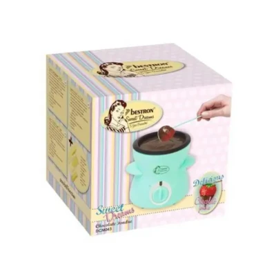 Afbeelding van Bestron Chocolade Fondueset voor 2 Personen, elektrische Chocofondue incl. 10x spiesen, vorken en 1x spatel, 25 Watt, kleur: Mint