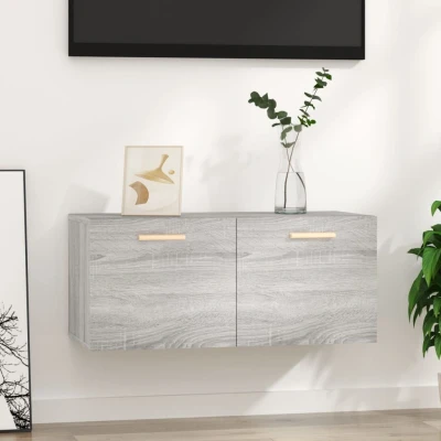 Afbeelding van Wandkast 80x35x36,5 cm bewerkt hout grijs sonoma eikenkleurig