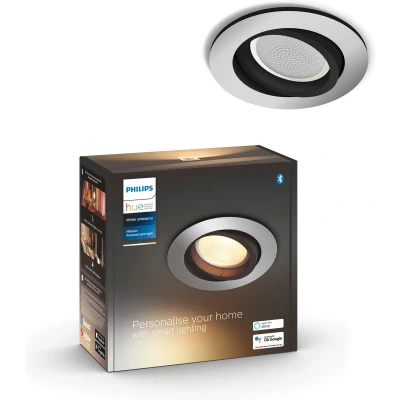 Afbeelding van Philips Hue Milliskin inbouwspot warm tot koelwit licht 1 pack aluminium rond GU10