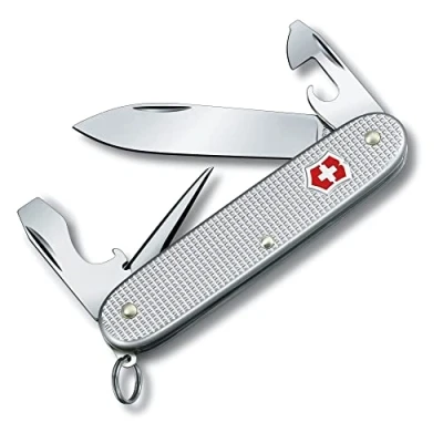 Afbeelding van Victorinox Pioneer Alox Zwitsers zakmes, middelgroot, multifunctioneel gereedschap, 8 functies, lemmet, blikopener, zilver