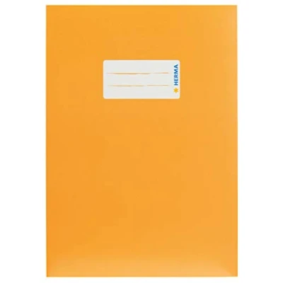Afbeelding van HERMA 19761 A5 kartonnen enveloppen met etiketteringsgebied van stevig en extra sterk papier voor schoolschriften oranje