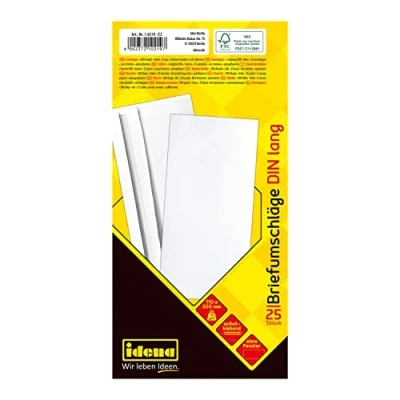 Afbeelding van Idena 10219 enveloppen DIN lang, 75 g/m², zelfklevend, zonder venster FSC mix, wit, 25 stuks