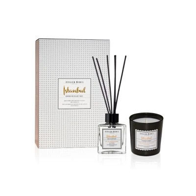 Afbeelding van Istanbul Luxury Home Geschenkset Geurstokjes (120ml) + Geurkaars (210g) Houtig &amp; Kruidige Geur Cadeau voor Vrouw Man