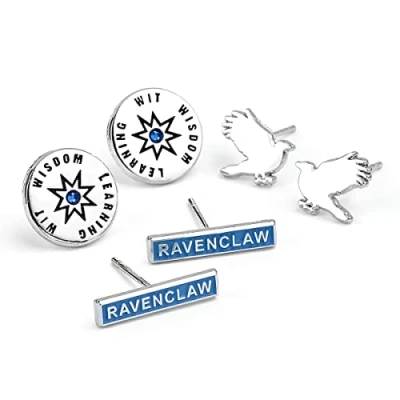 Afbeelding van Harry Potter Ravenklauw Oorbellen, 3 stuks, medium, Zink, zonder edelsteen, Geen edelsteen