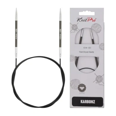 Afbeelding van KnitPro Carbonz rondbreinaalden 80 cm, 4 mm, koolstof/messing, zwart/zilver, 22 x 11 0,5 cm