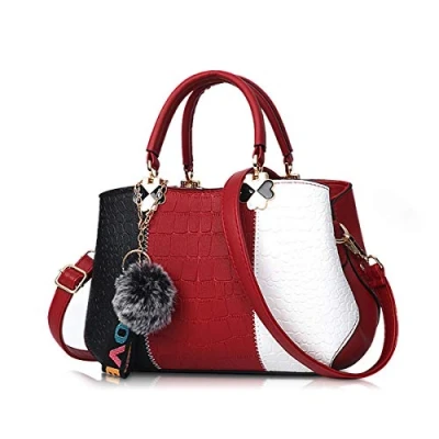 Afbeelding van NICOLE &amp; DORIS dames handtas schoudertas tassen mode retro PU lederen handtas, Rood 4