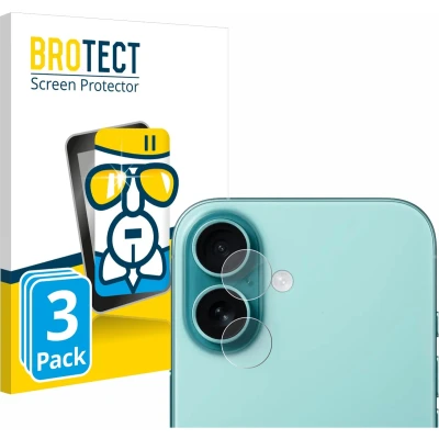 Afbeelding van BROTECT Screenprotector voor Apple iPhone 16 (ALLEEN Camera Lens) Folie Beschermfolie Beschermglas transparant (3 Stuks)
