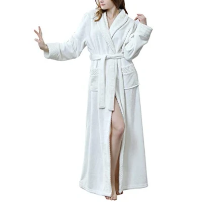 Afbeelding van Kinloy Lange en comfortabele badjas van zacht comfortabel fleece voor dames, Wit.