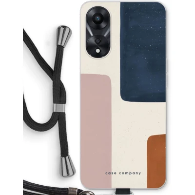 Afbeelding van Case Company® hoesje met Koord geschikt voor Oppo A78 5G Geo #5 Telefoonhoesje Zwart Bescherming aan alle Kanten en Over de Schermrand
