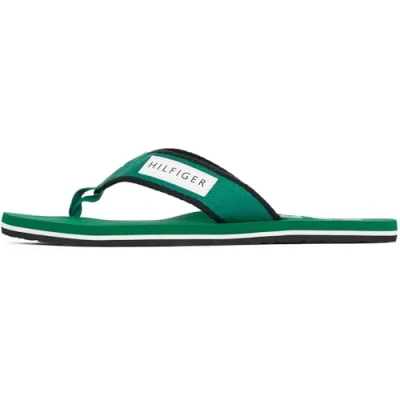 Afbeelding van Tommy Hilfiger Patch Beach Sandal Fm0fm04470 Teenslippers voor heren, Groen Nieuw